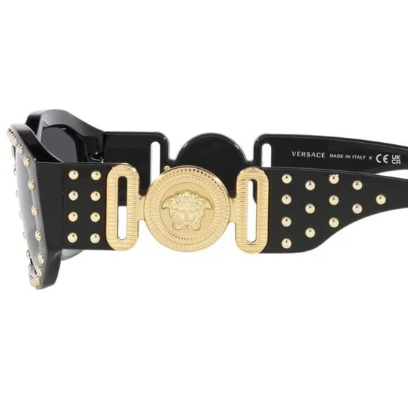 Versace Dark Grey Geometric Unisex Sunglasses - Picture 2 of 4